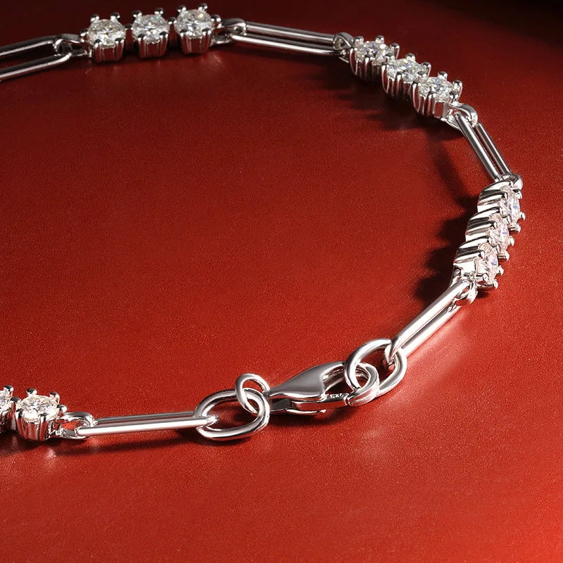 OEVAS 3mm Full Moissanite Bracelet S925 Silver Plated 18K Gold Bracelets For-losil