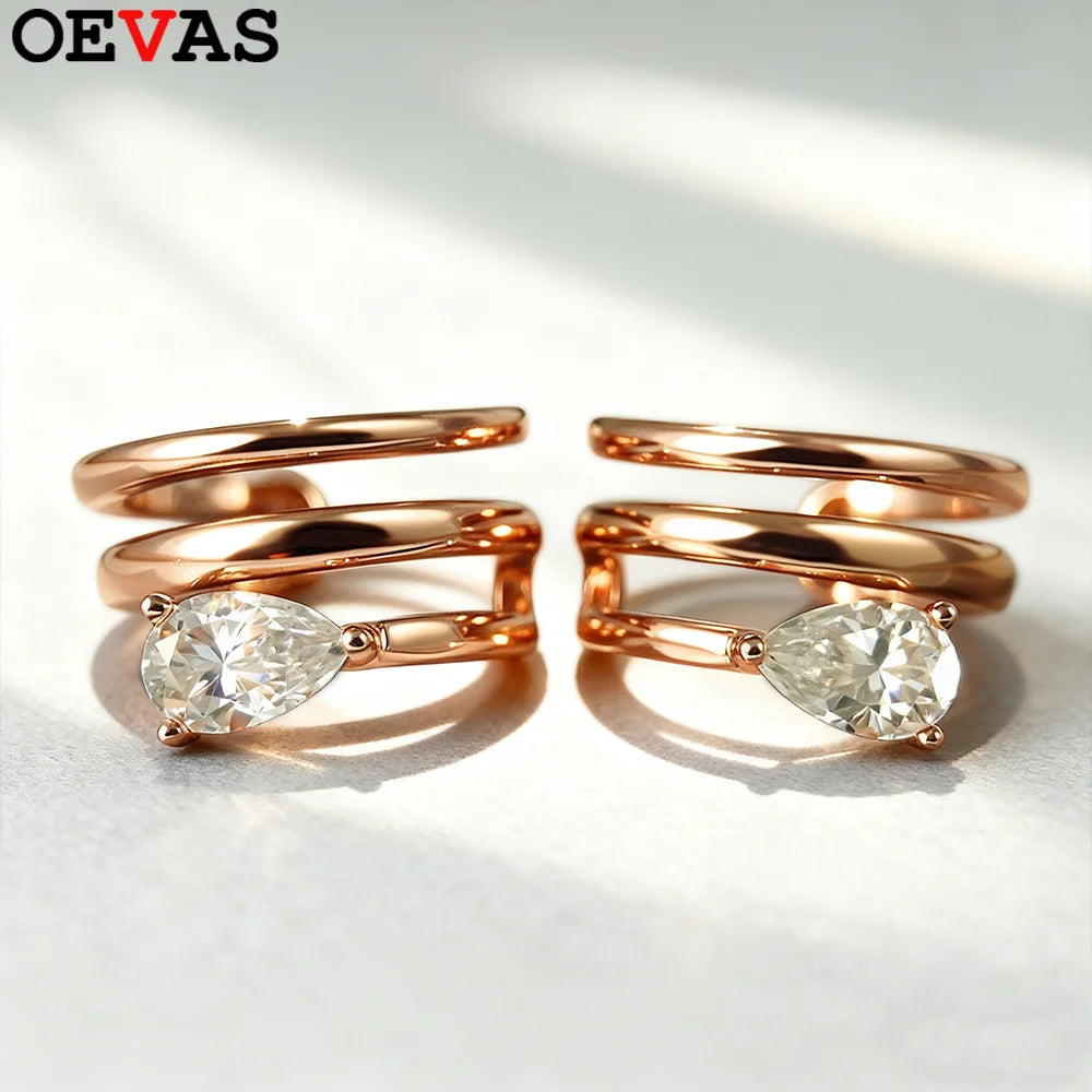 OEVAS 0.5CT 4X6MM Water Drop Moissanite Clip Earrings for Women Girls S925-losil