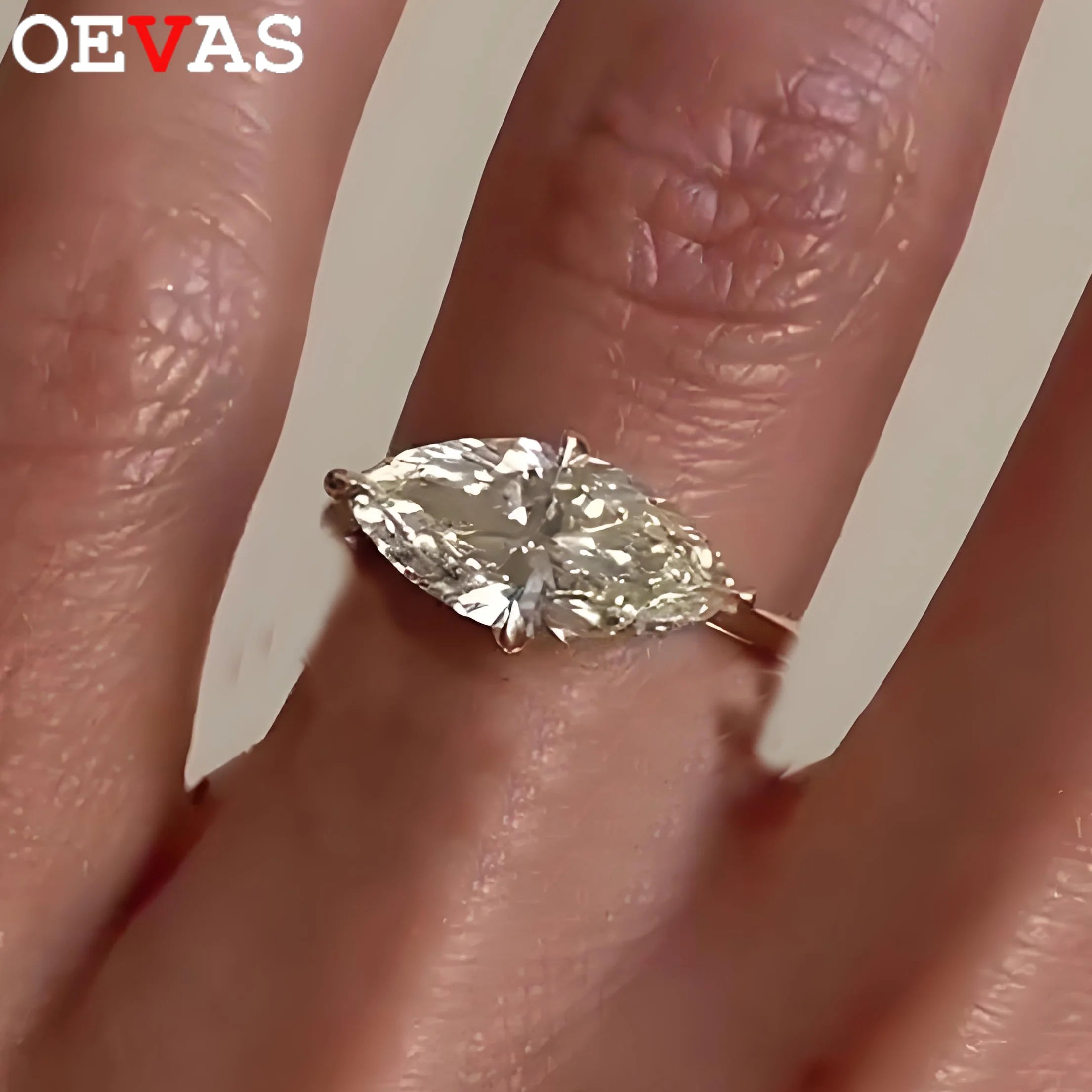 OEVAS 1ct 5*10mm Moissanite Rings 100% 925 Sterling Silver two Rings Set-losil