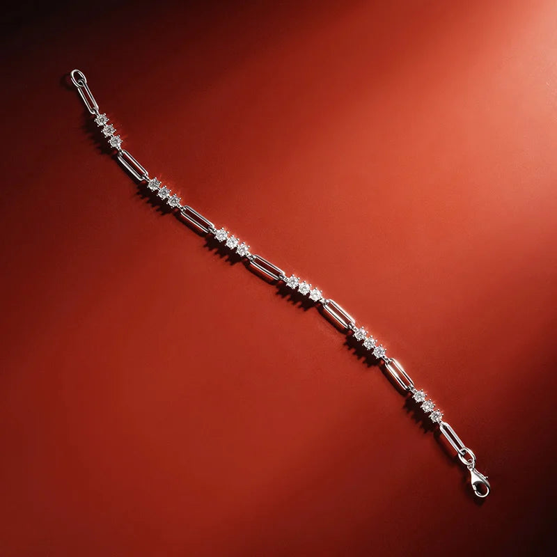 OEVAS 3mm Full Moissanite Bracelet S925 Silver Plated 18K Gold Bracelets For-losil