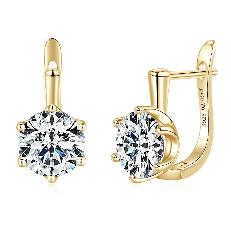 Anziw S925 8MM 2CT D Round Moissanite Solitaire Huggies Earrings Real 925-losil