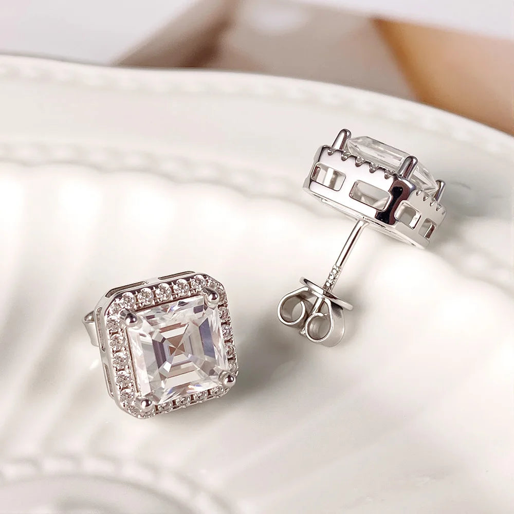 OEVAS 2CT Asscher Cut Lab Grown Emerald Earrings for Women S925 Silver-losil