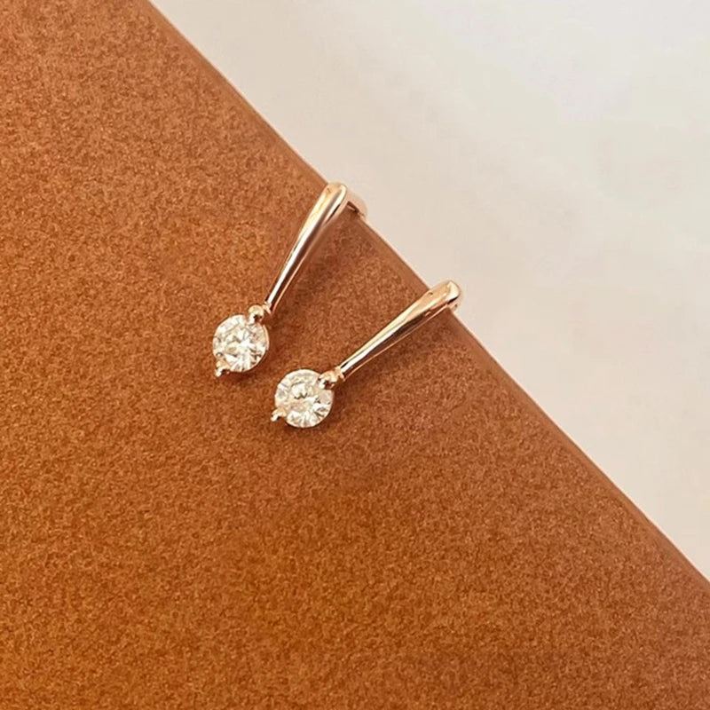 Huitan Simple Stylish Pierced Small Drop Earrings for Women Chic Rose Gold-losil