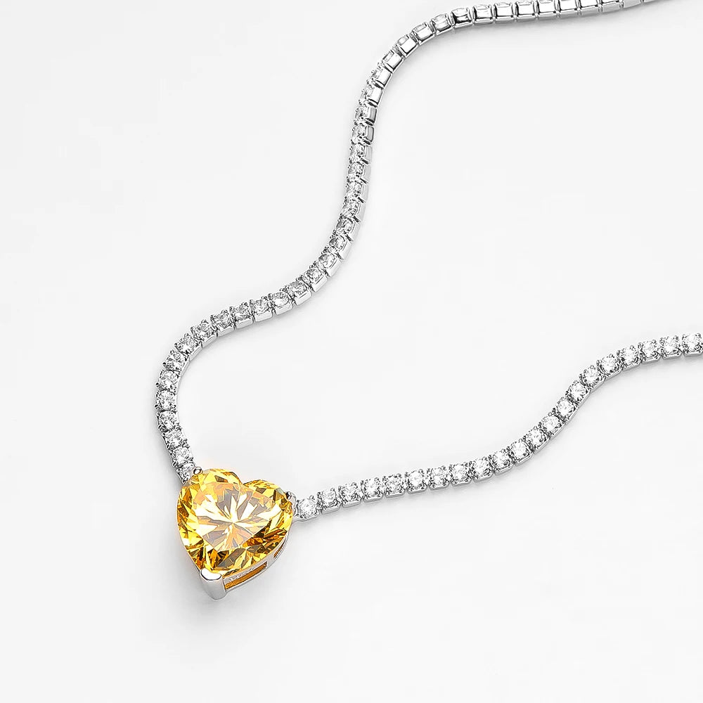 OEVAS 100% 925 Sterling Silver Heart High Carbon Diamond Pendant Necklace For-losil