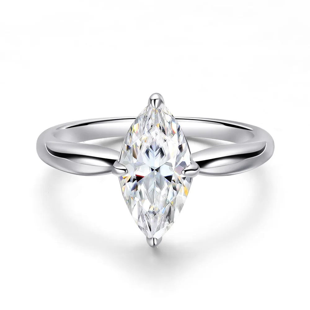 OEVAS 1-3CT Marquise Cut Full Moissanite Ring Set for Women Wedding Band-losil