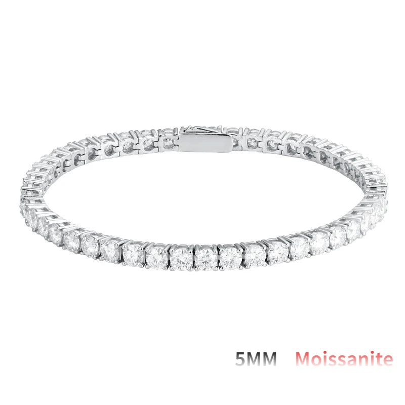 OEVAS 2/2.5/3/4/5mm Full Moissanite Bracelet for Women 100% 925 Sterling Silver Party-losil