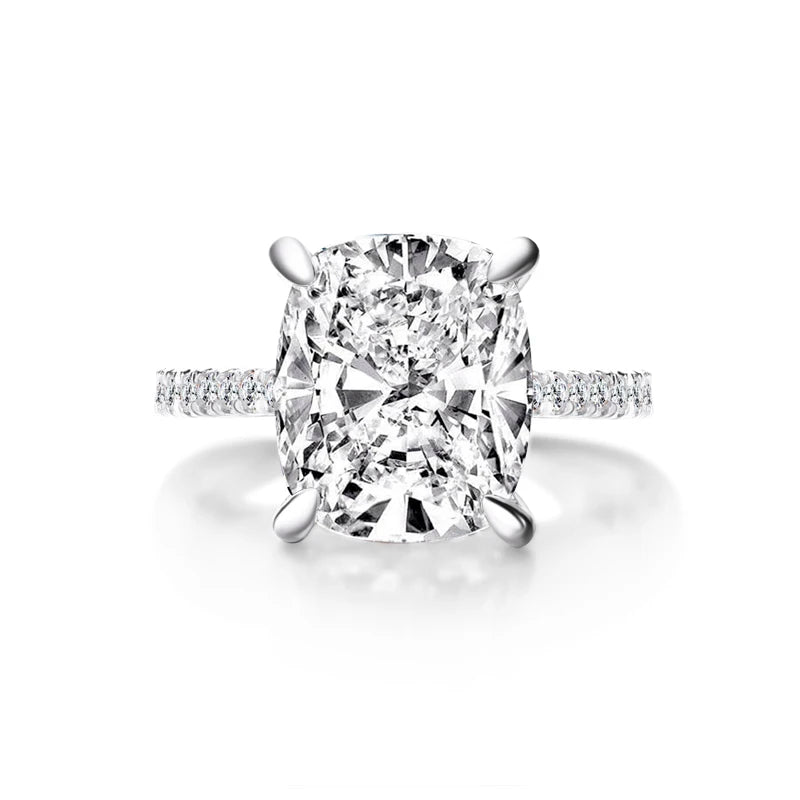 100% 925 Sterling Silver Ring 6 carat Cushion Cut Sona Simulated Diamond-losil