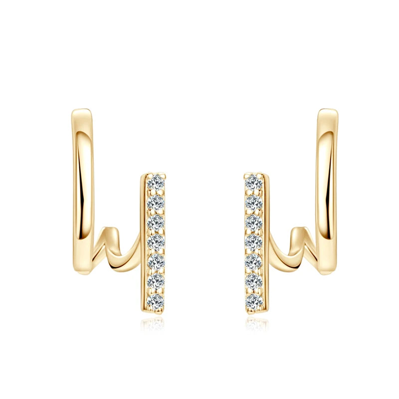 ANZIW 925 Sterling Silver Irregular Stud Earrings Cuff for Women Moissanite Diamond-losil