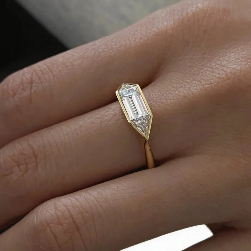 OEVAS Elegant Minimalist Jewelry Full Moissanite Rings for Women S925 Sterling Silver-losil