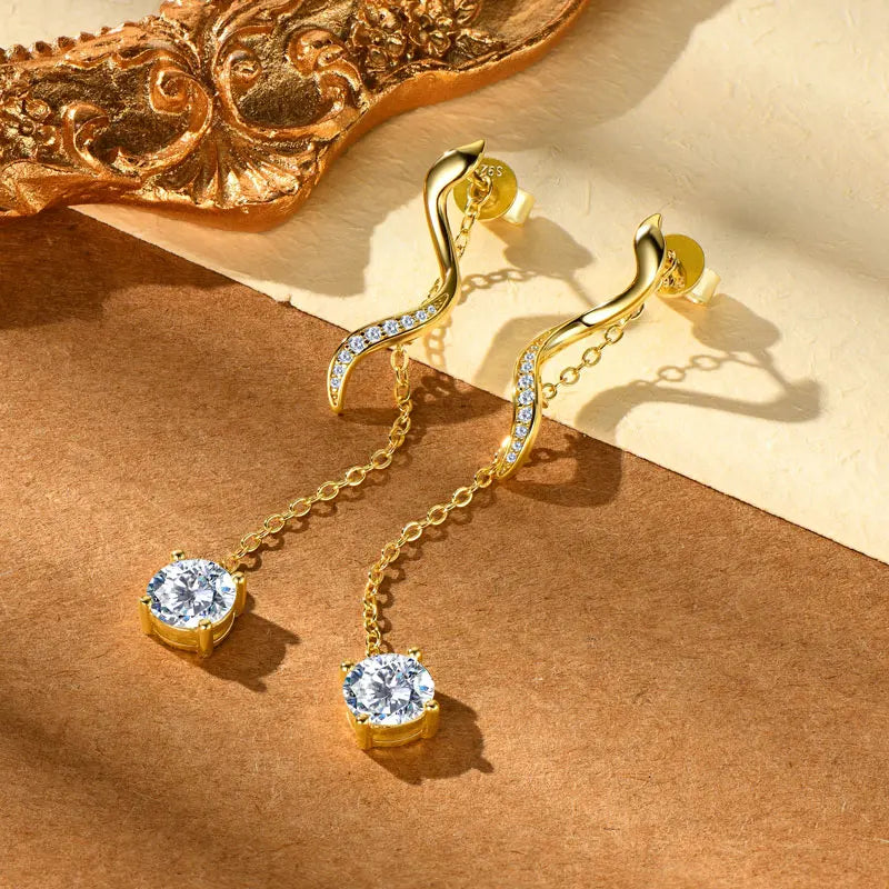 Anziw 6.5mm 1CT Moissanite Drop Snake Stud Earrings for Women 925 Silver-losil