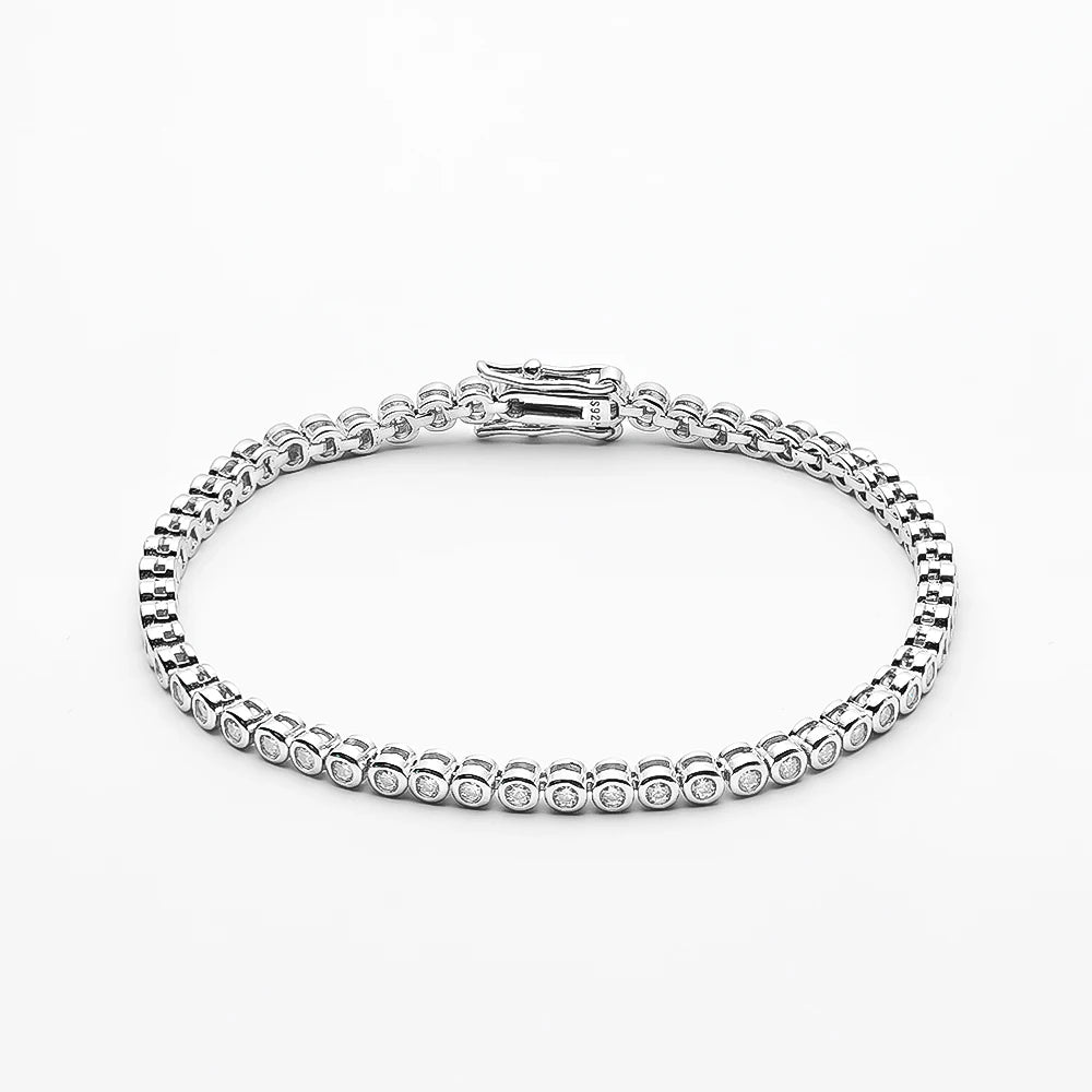 OEVAS 2mm Moissanite Bubble Tennis Bracelet For Women S925 Silver Sparkling Wedding-losil