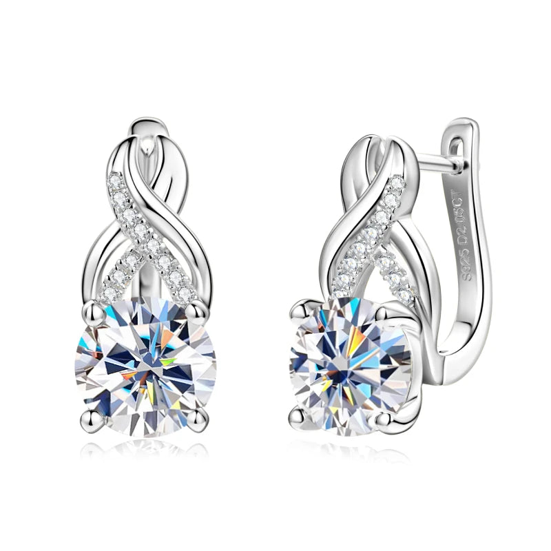 Real 925 Sterling Silver Infinity Hoop Earrings for Women 4.10ctw. Moissanite Drop-losil