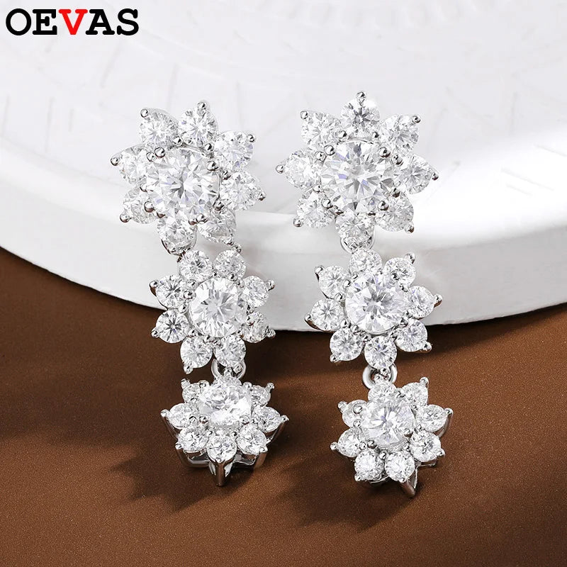 OEVAS 5.88cttw Full Moissanite Stud Earrings For Women 100% S925 Sterling Silver-losil