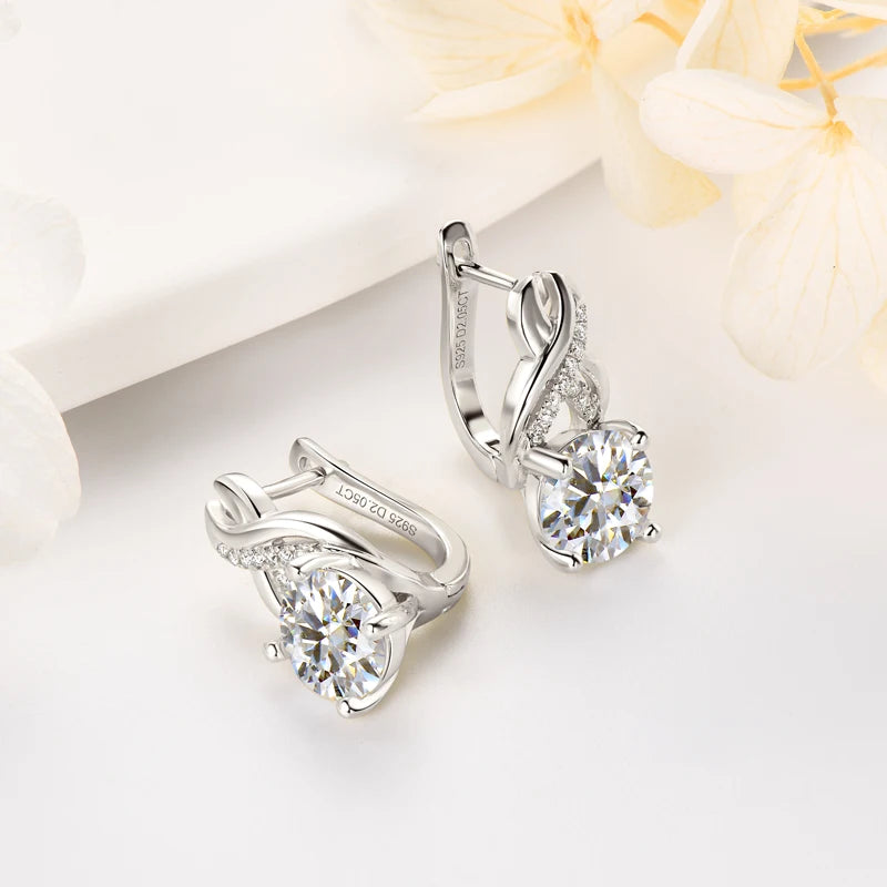 Real 925 Sterling Silver Infinity Hoop Earrings for Women 4.10ctw. Moissanite Drop-losil