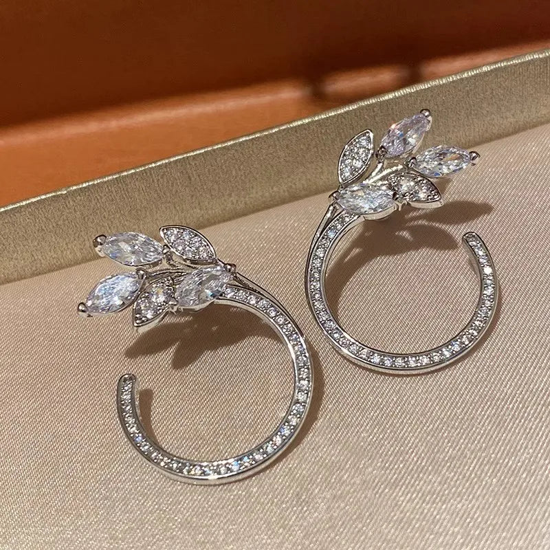 Huitan Luxury Trendy Women Earrings Exquisite Leaf Olive Design Fashion Accessories for-losil