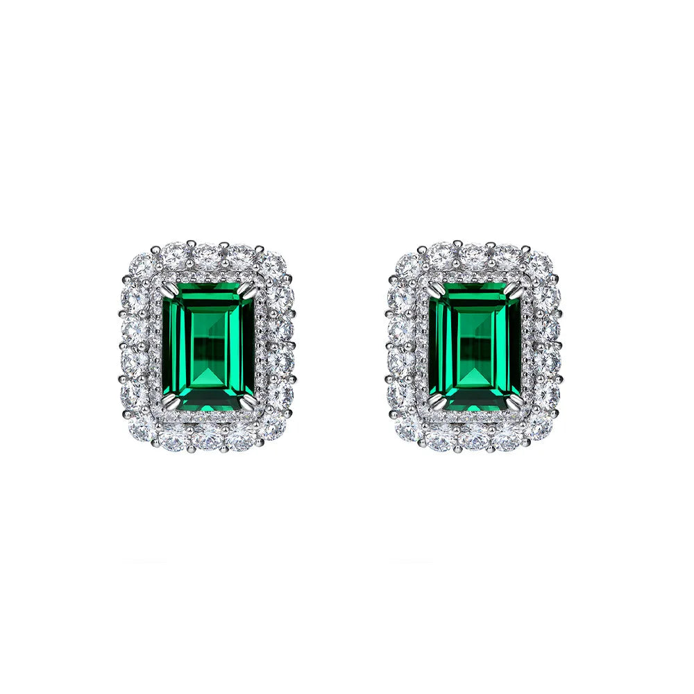 OEVAS 8x10mm High Carbon Diamond Gemstone Earrings for Women 100% 925 Sterling-losil