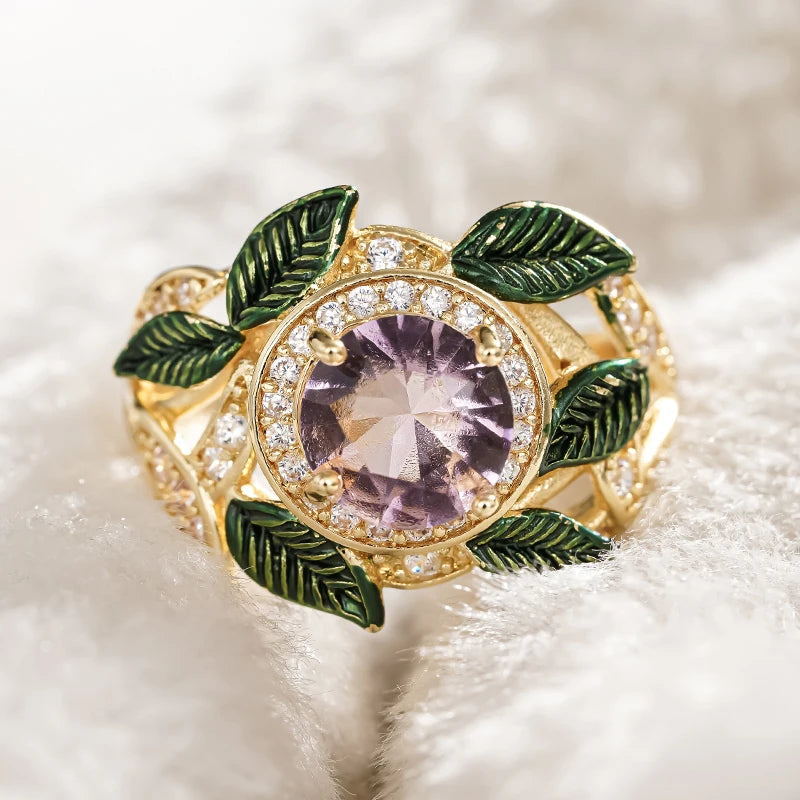 Huitan Gorgeous Flower Rings Active Beautiful Modern Finger Accessories for Women Delicate-losil