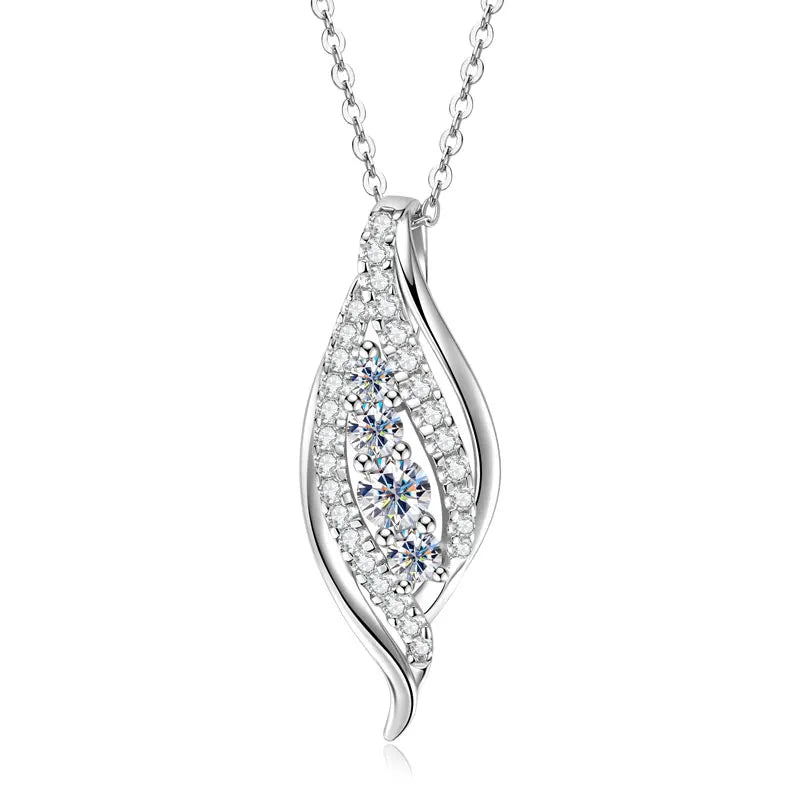 Anziw 2025 Luxury Moissanite Pendant Necklaces for Women 925 Silver Leaf Shape-losil