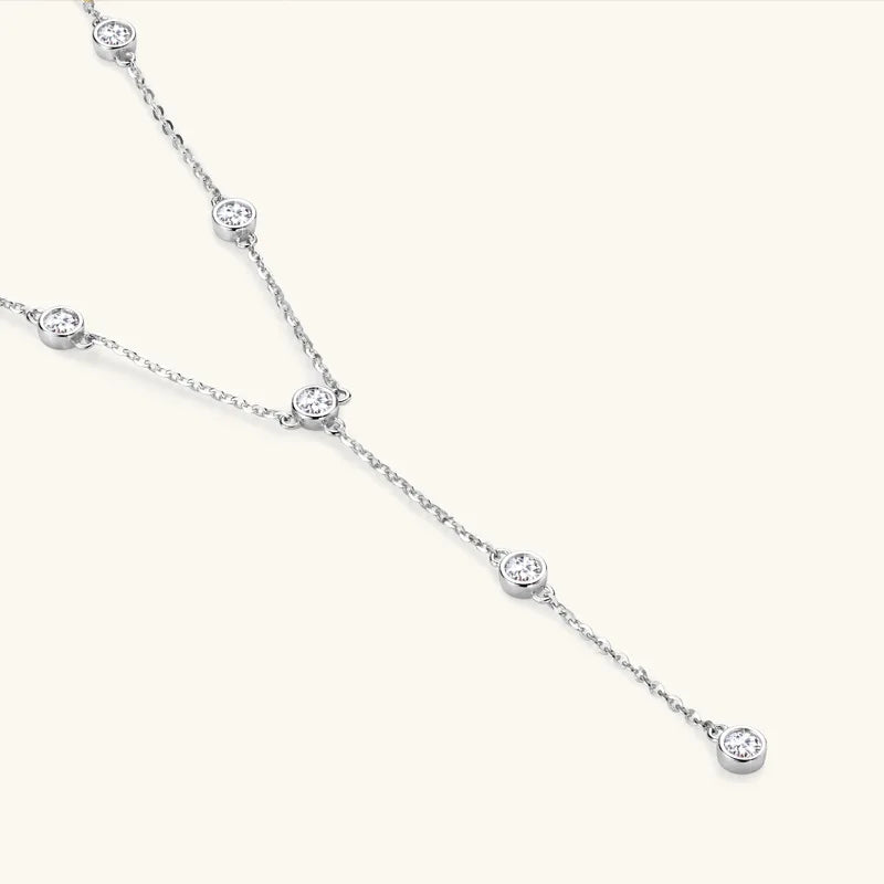 OEVAS 3MM Bubble Moissanite Pendant Necklace for Women S925 Silver Plated 18k-losil