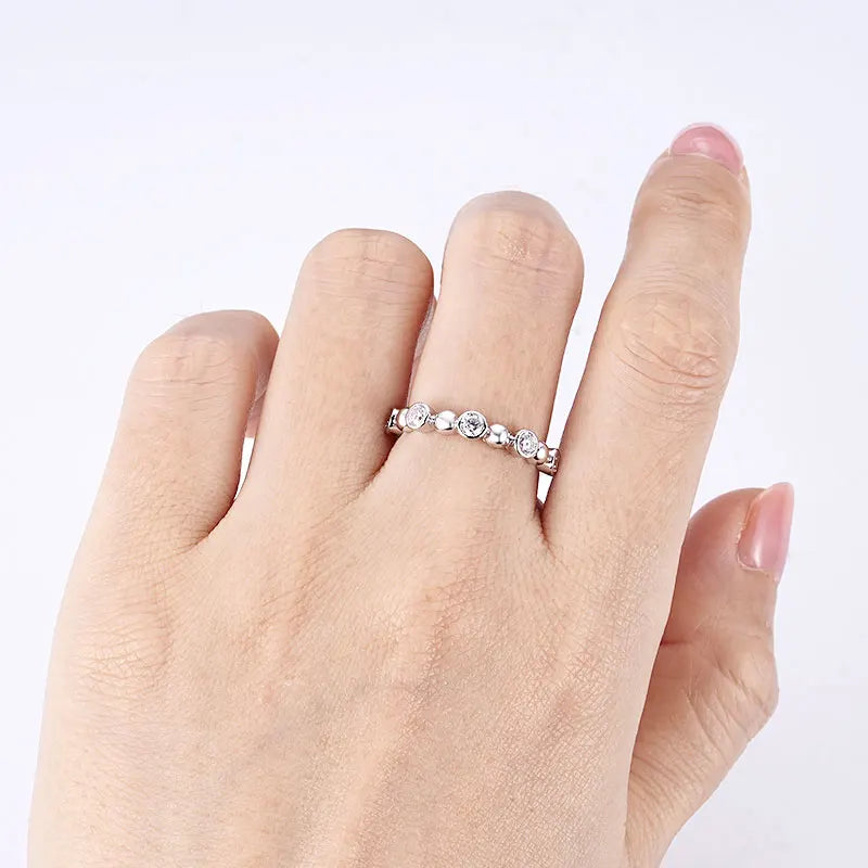 Anziw Fashion Five Stone Moissanite Ring for Women 925 Silver 18k Gold-losil