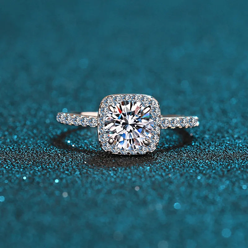 OEVAS 100% 925 Sterling Silver 0.5CT 1CT 2CT Moissanite Ring Diamond Band-losil