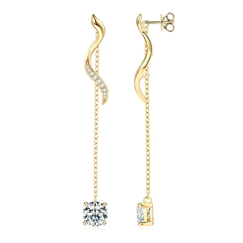 Anziw 6.5mm 1CT Moissanite Drop Snake Stud Earrings for Women 925 Silver-losil