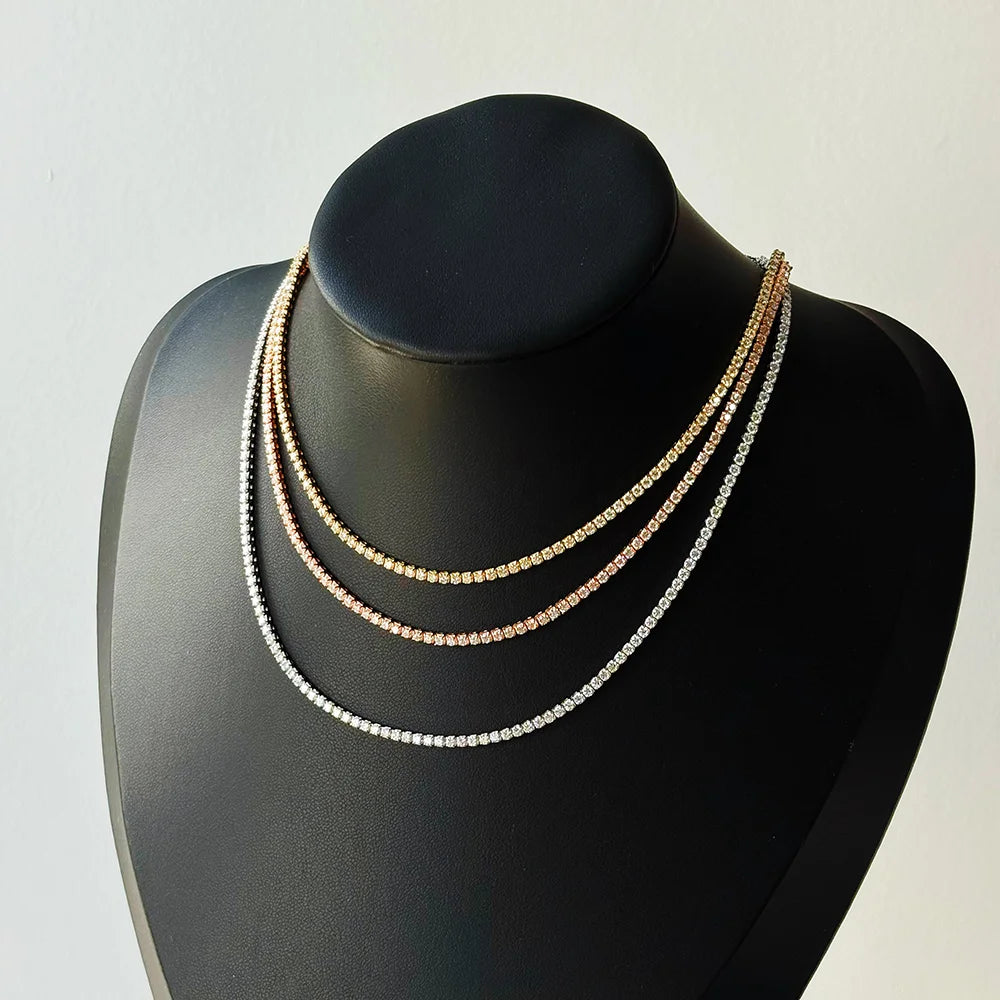 OEVAS 2mm D Color Full Moissanite Necklace for Wome S925 Sterling Silver-losil