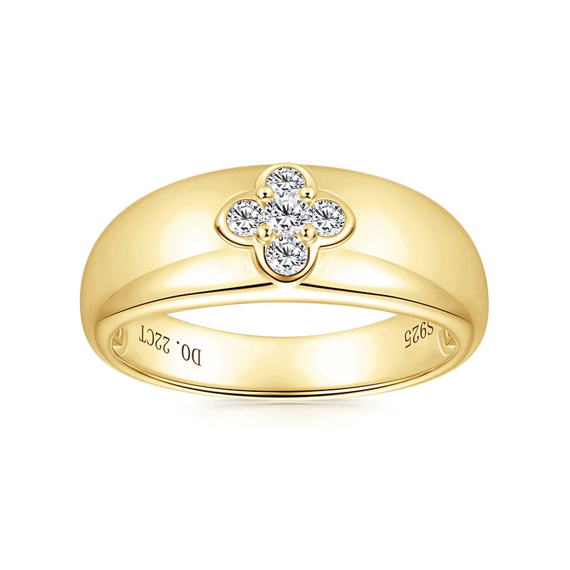 2025 Trendy Clover Flower Chunky Ring 925 Sterling Sliver D Moissanite Rings-losil