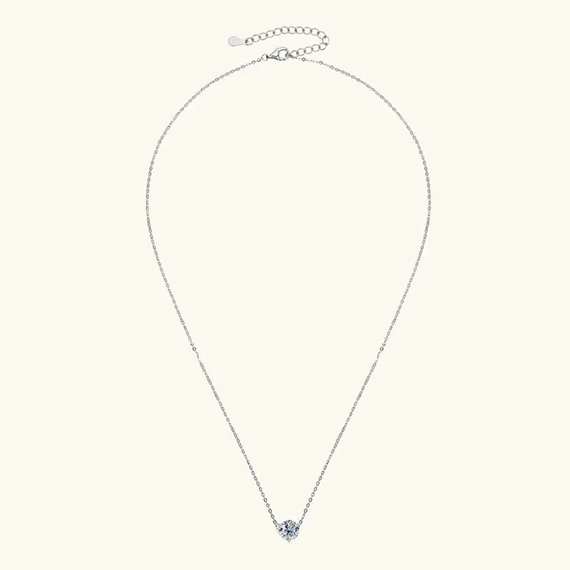 Anziw 925 Silver 1CT 1.5CT 2.0CT D Moissanite Pendant Necklace for Women-losil