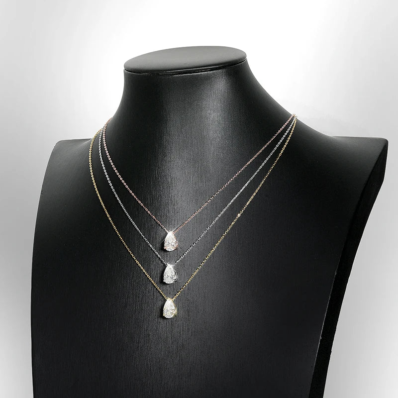 OEVAS 1-4CT Water Drop Moissanite Pendant Necklace Earrings Set for Women S925-losil