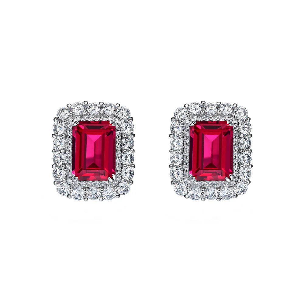 OEVAS 8x10mm High Carbon Diamond Gemstone Earrings for Women 100% 925 Sterling-losil