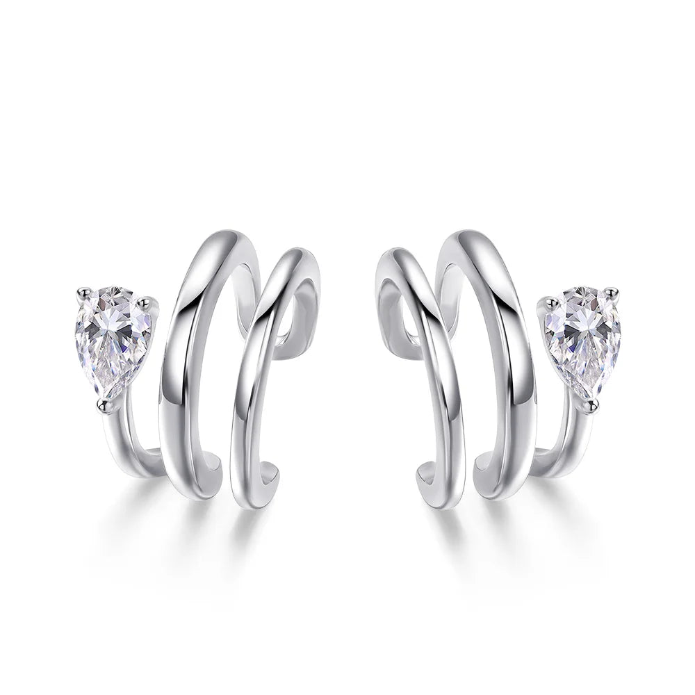 OEVAS 0.5CT 4X6MM Water Drop Moissanite Clip Earrings for Women Girls S925-losil