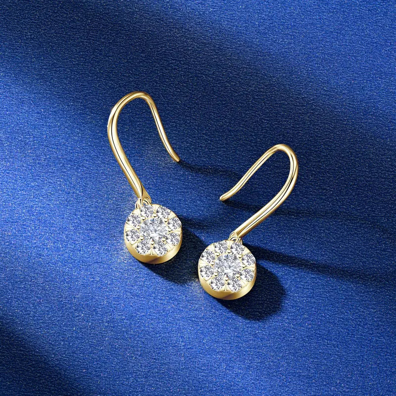 Anziw 925 Moissanite Drop Hook Earrings Sterling Silver for Women 4mm&2mm Lab-losil