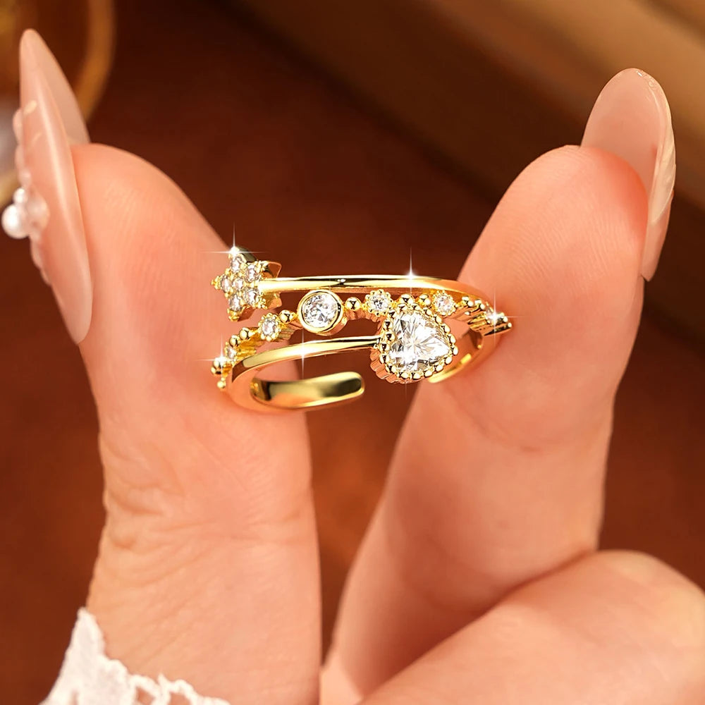 Anziw Certified Moissanite Open Ring 0.4CT VVS1 Anniversary Gifts Wedding Jewelry Retro-losil