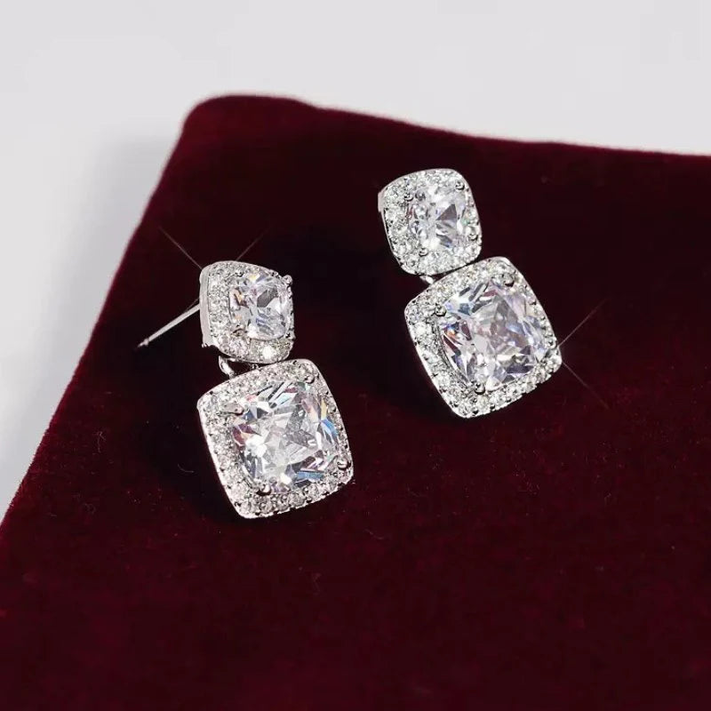 Huitan Daily Wear Dangle Earrings with Crystal CZ for Women Fashionable Ear-losil