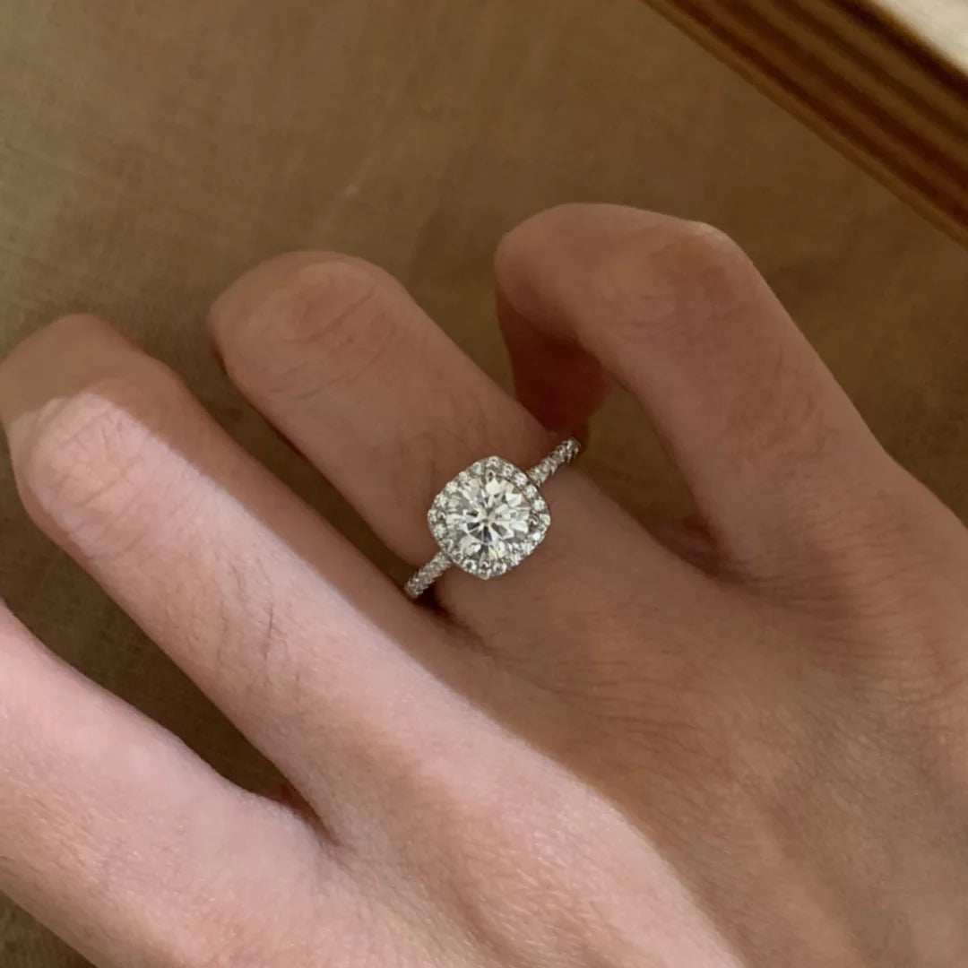 OEVAS 100% 925 Sterling Silver 0.5CT 1CT 2CT Moissanite Ring Diamond Band-losil