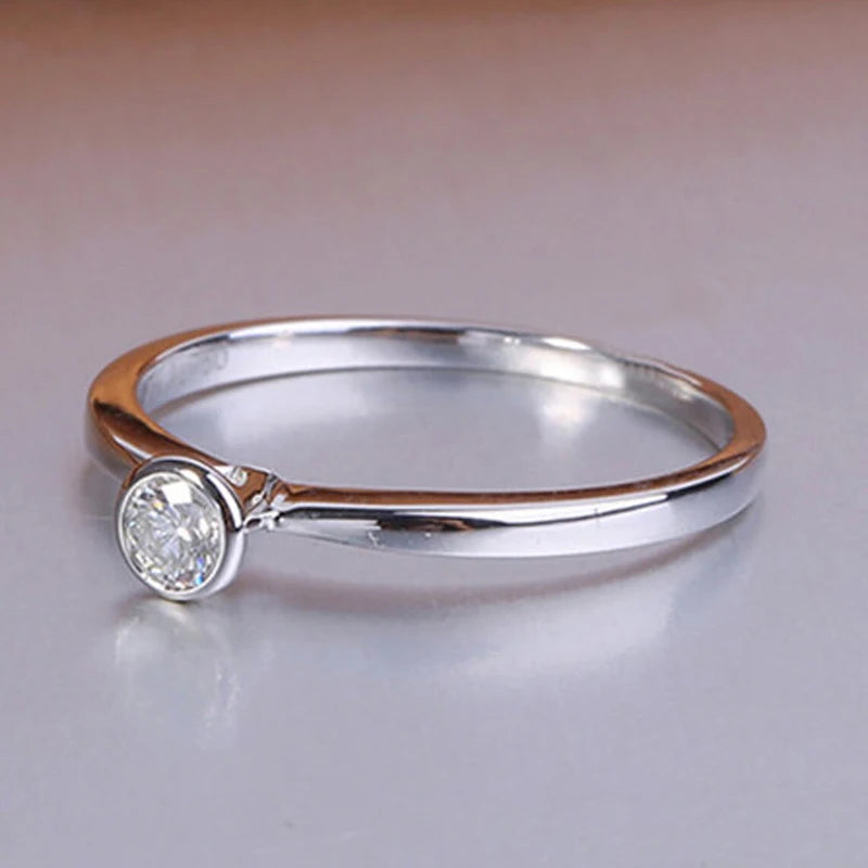 Huitan Classic and Simple Small Cubic Zirconia Rings for Women Minimalist Low-key-losil
