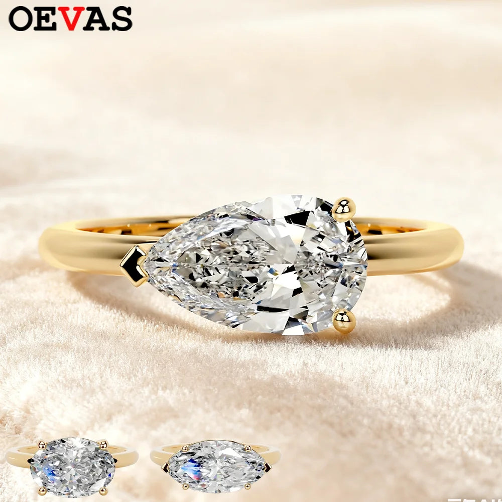 OEVAS 1/3/5CT Moissanite Solitaire Ring For Women 925 Silver Plated 18K Gold-losil