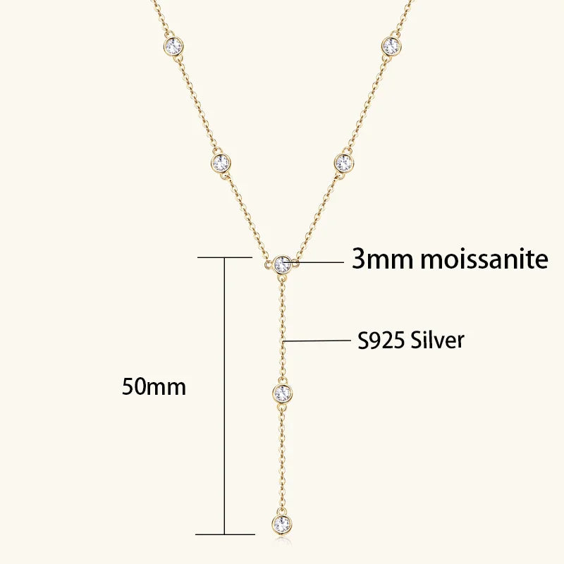 OEVAS 3MM Bubble Moissanite Pendant Necklace for Women S925 Silver Plated 18k-losil