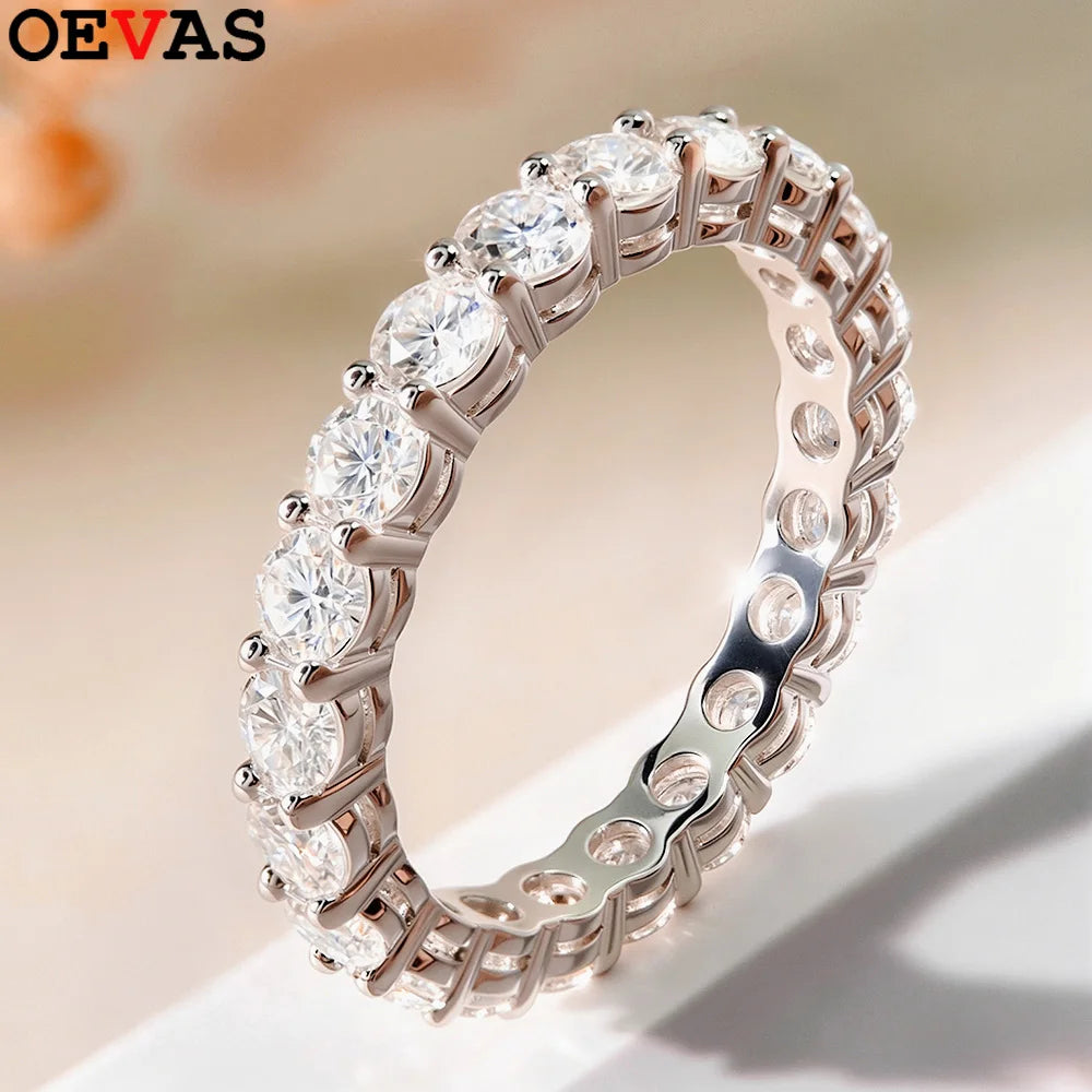OEVAS 2.2 Carat 3MM Full Moissanite Ring For Women S925 Sterling Silver-losil