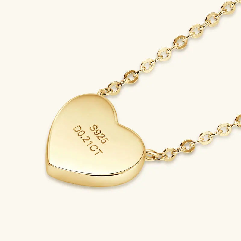 Anziw Love Heart Full Moissanite Solitaire Pendant Necklace for Women 925 Silver-losil