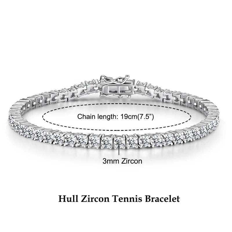 Anziw 3mm 5mm D VVS1 Moissanite Tennis Bracelet Plated 18k White Gold-losil