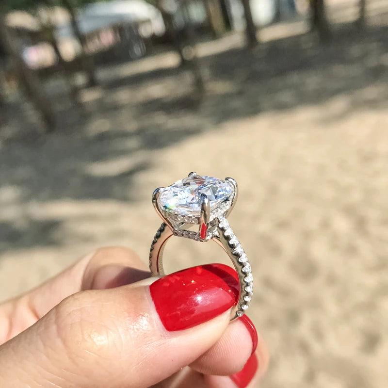 100% 925 Sterling Silver Ring 6 carat Cushion Cut Sona Simulated Diamond-losil