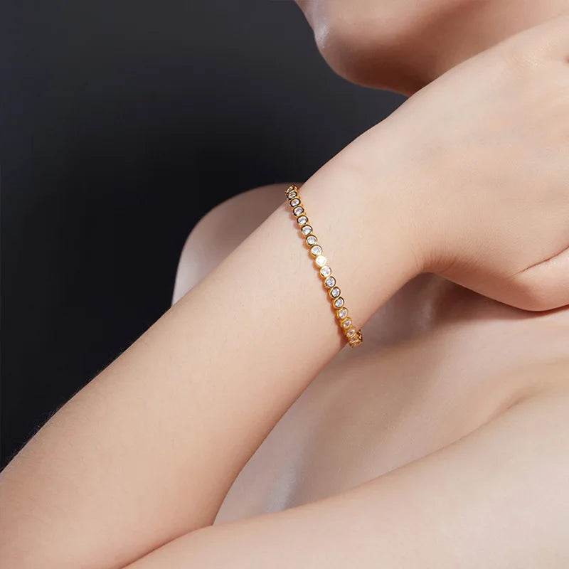 OEVAS 2mm 3mm Moissanite Round Bubble Diamond Tennis Bracelets for Woman Men-losil