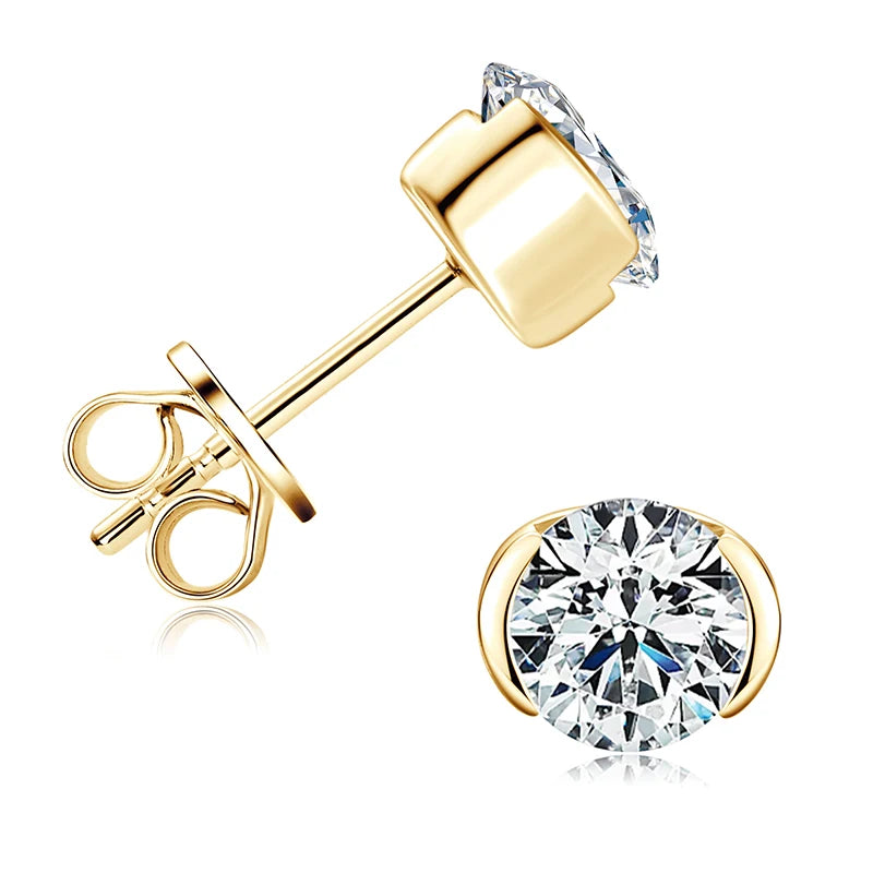 Anziw 1.0CT 6.5mm Sparking Moissanite Lab Diamond Stud Earrings 925 Sterling Silver-losil