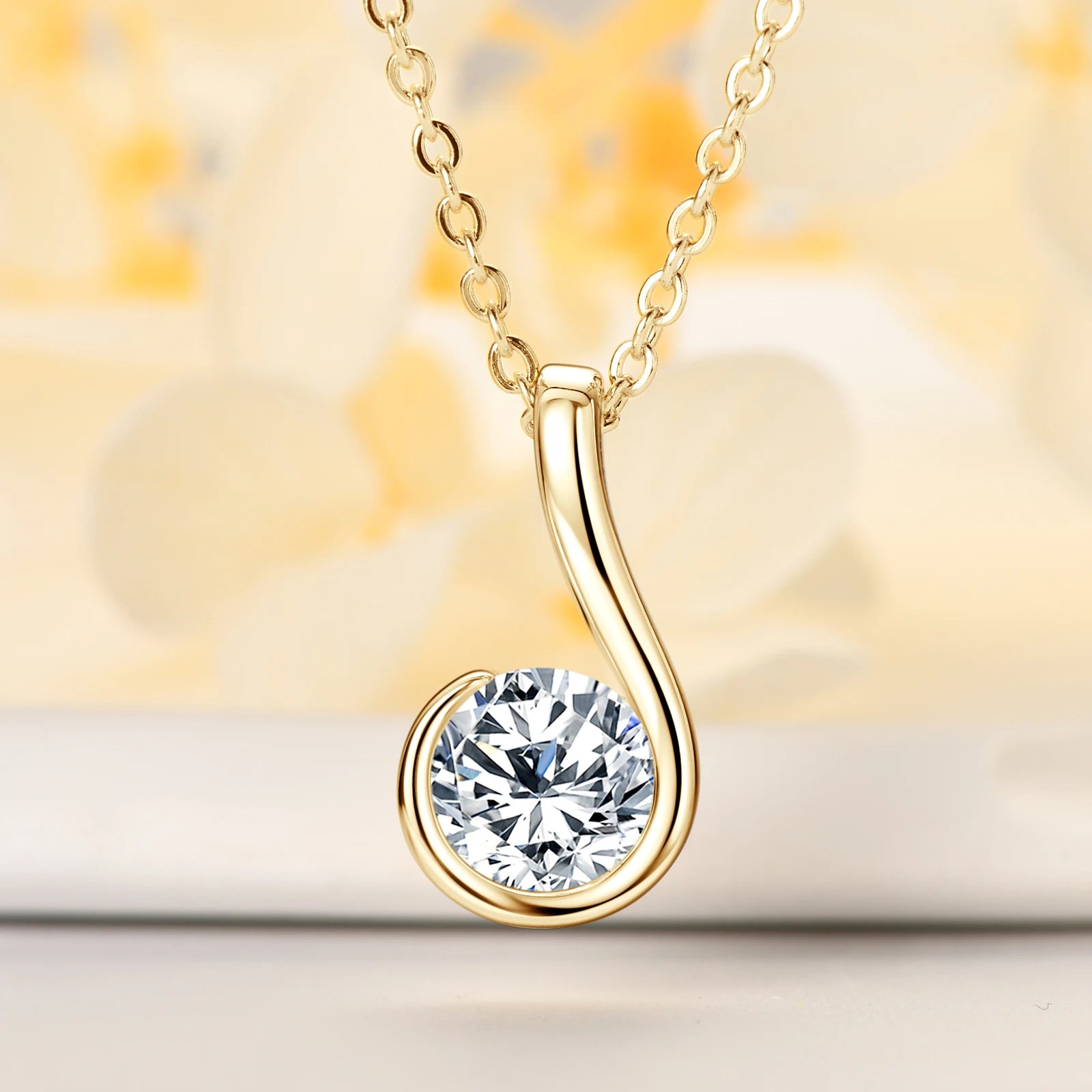 18K Gold Plated 925 Silver Teardrop Pendant Necklace Comma Stud Earrings Certified-losil