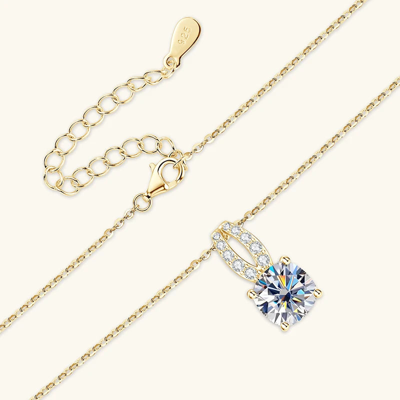 Anziw New 2.5CT D Moissanite Pendant Necklace for Women 8x8mm Cushion Cut-losil