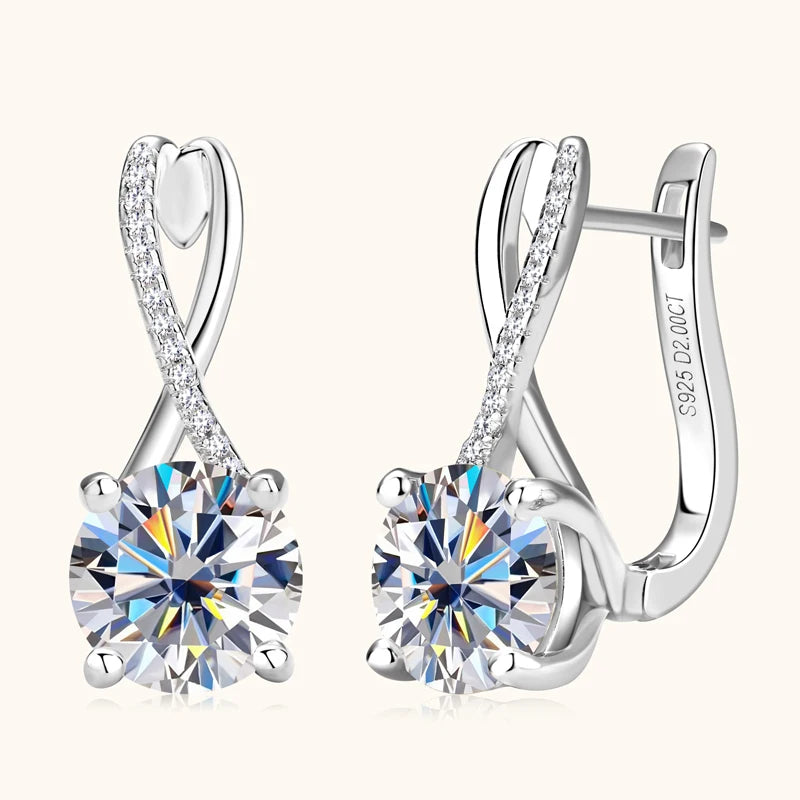 Real 925 Sterling Silver Infinity Hoop Earrings for Women 4.10ctw. Moissanite Drop-losil