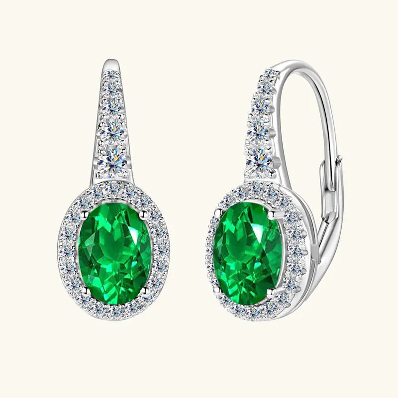 Emerald Cut Gemstone Drop Hoop Earrings for Women 925 Sterling Silver 14K-losil