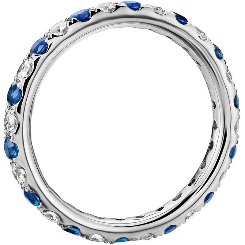 Huitan Round Thin Rings with Blue/White CZ Stone for Women Simple Stylish-losil